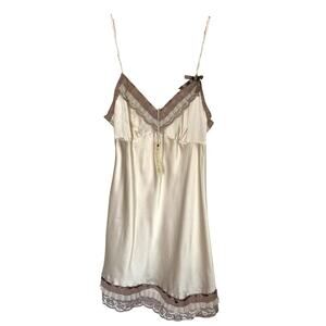 NWT Gold Hawk cami babydoll top 100% silk w/bow oyster cream size small
